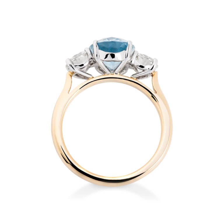 Aquamarine and Diamond Three Stone Ring - Image 2