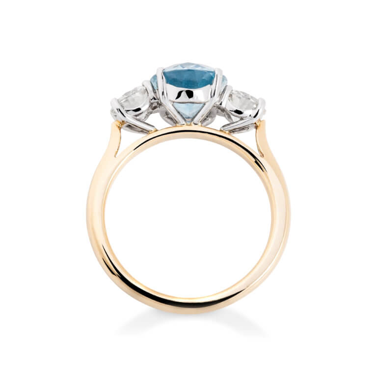 Aquamarine and Diamond Three Stone Ring