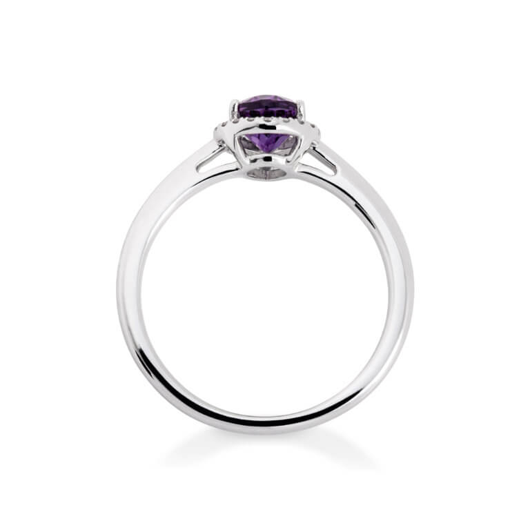 Amethyst and Diamond Halo Ring