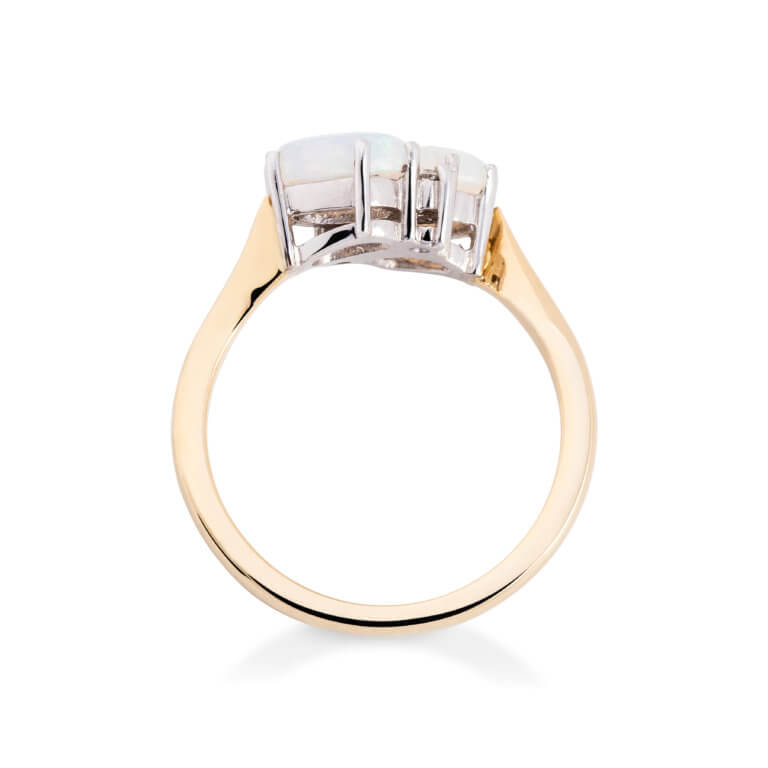 Opal and Diamond Crossover Ring - Image 2