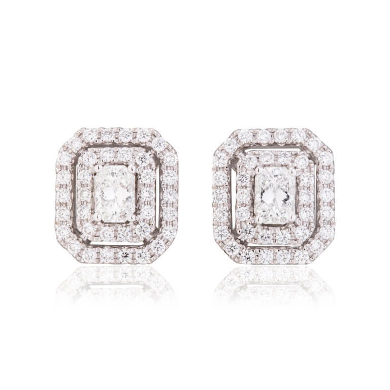 Phoenix and Round Brilliant Cut Diamond Cluster Earrings