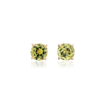 Peridot and Yellow Gold Round Stud Earrings