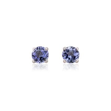 Tanzanite and White Gold Round Stud Earrings
