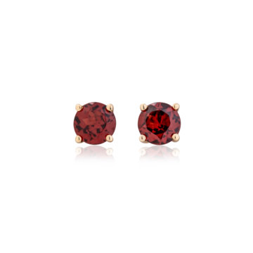 Garnet and Yellow Gold Round Stud Earrings