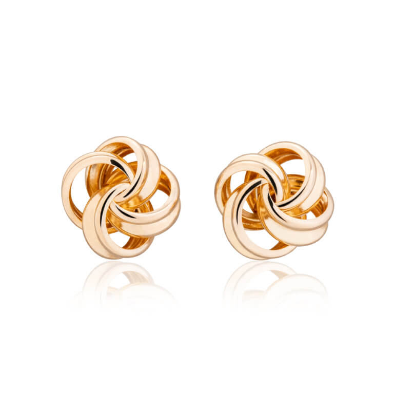 Yellow Gold Open Knot Stud Earrings