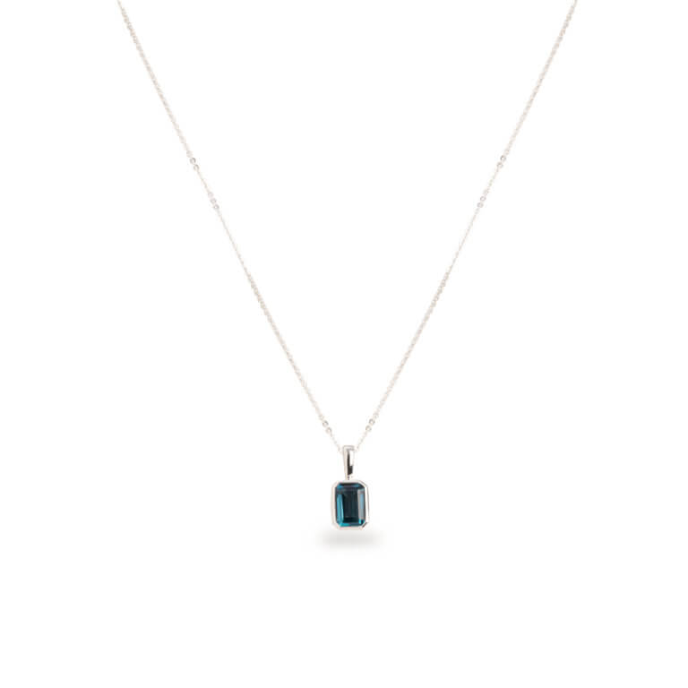 London Blue Topaz and White Gold Octagonal Pendant