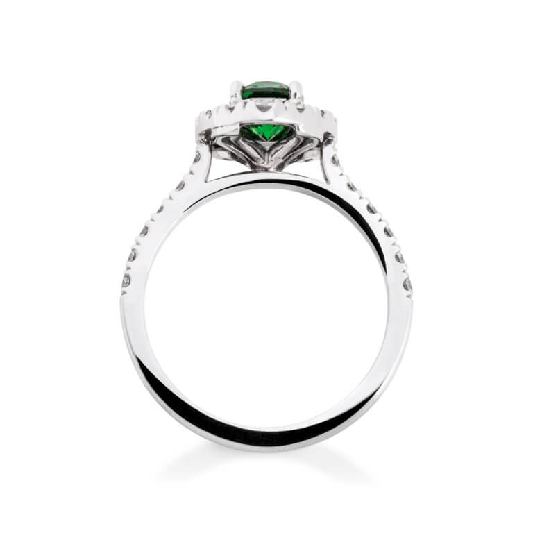 Tsavorite Garnet and Diamond Oval Halo Ring