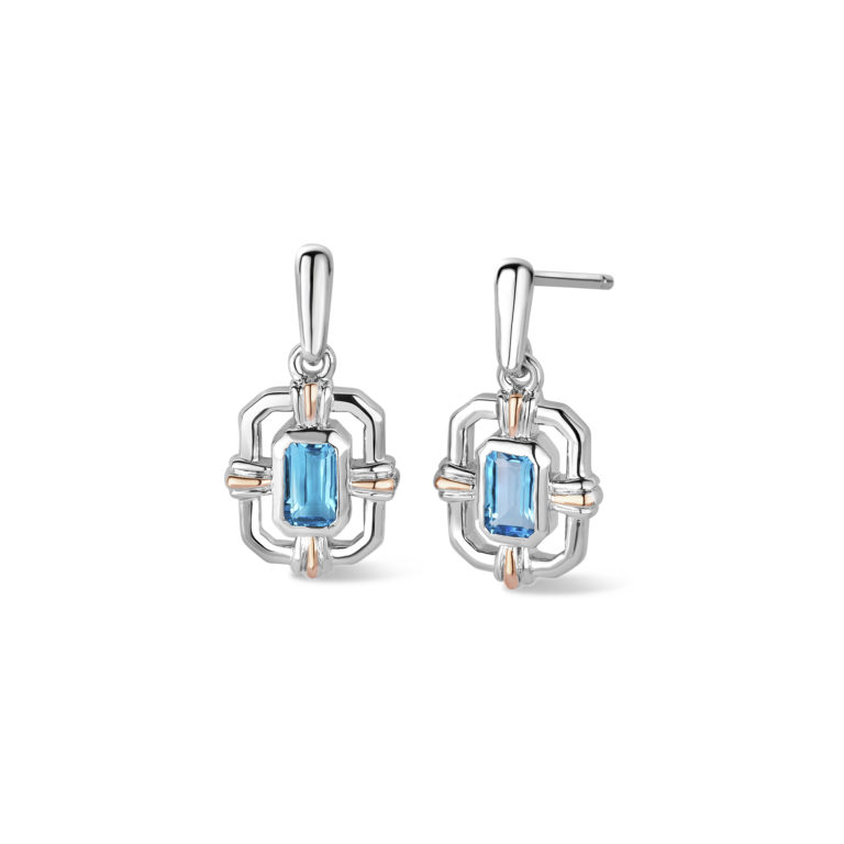 Clogau Silver Enchanted Gateways Blue Topaz Drop Earrings