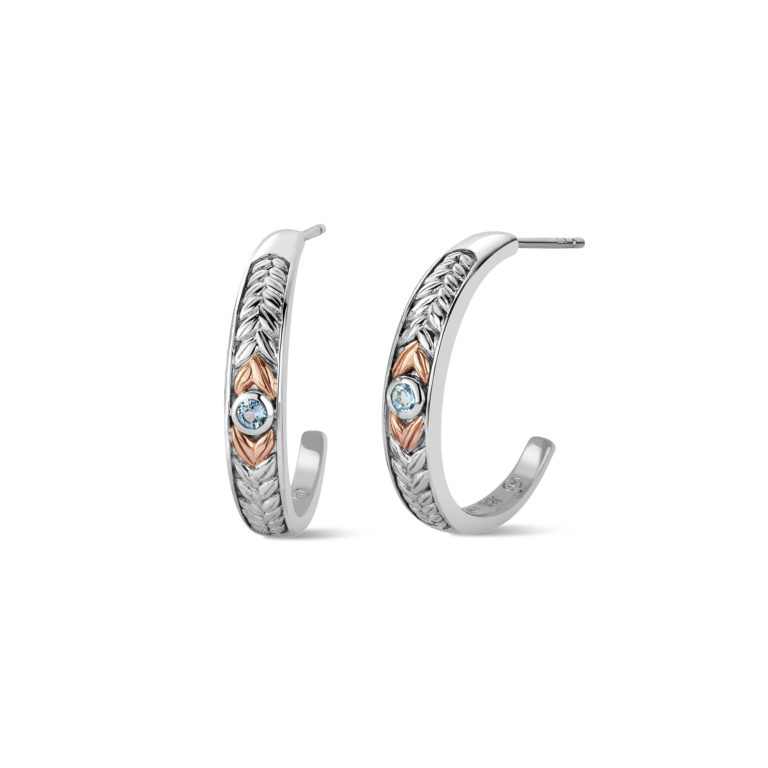 Clogau Silver Lilibet Blue Topaz Hoop Earrings