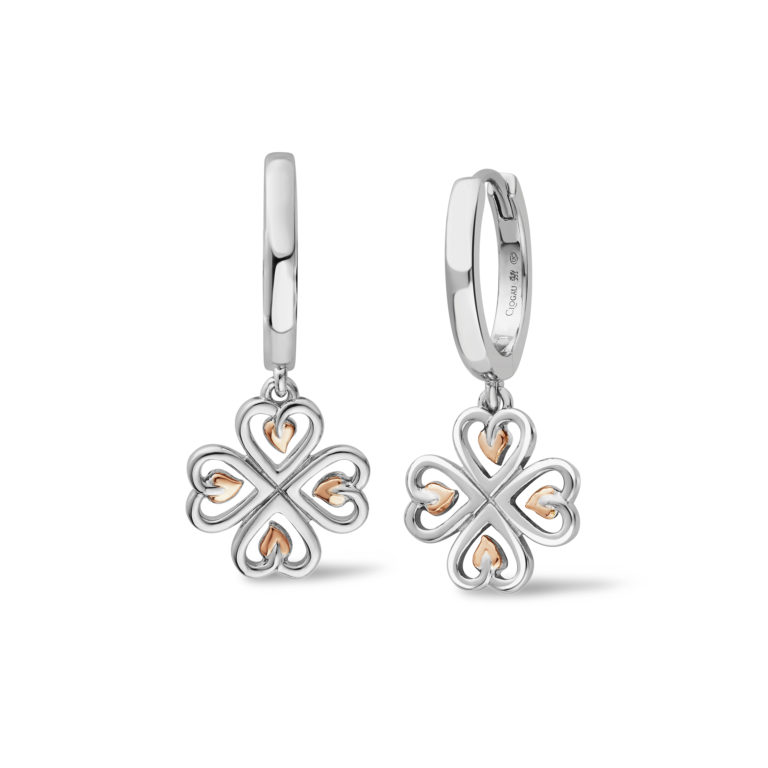 Clogau Silver Tree of Life Heart Drop Hoop Earrings