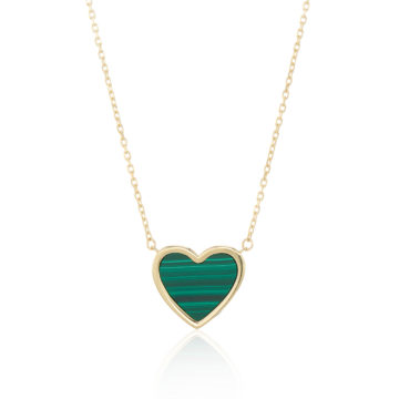 Malachite and Yellow Gold Heart Pendant