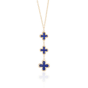 Lapis-Lazuli and Yellow Gold Clover Motif Drop Pendant