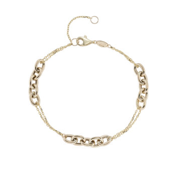 Oval and Trace Link Yellow Gold Bracelet