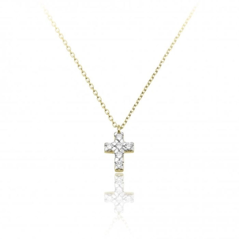 Chimento Love In 18ct Yellow Gold and Diamond Cross Pendant