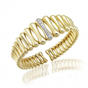 Chimento Bamboo Over 18ct Yellow Gold and Diamond Bangle