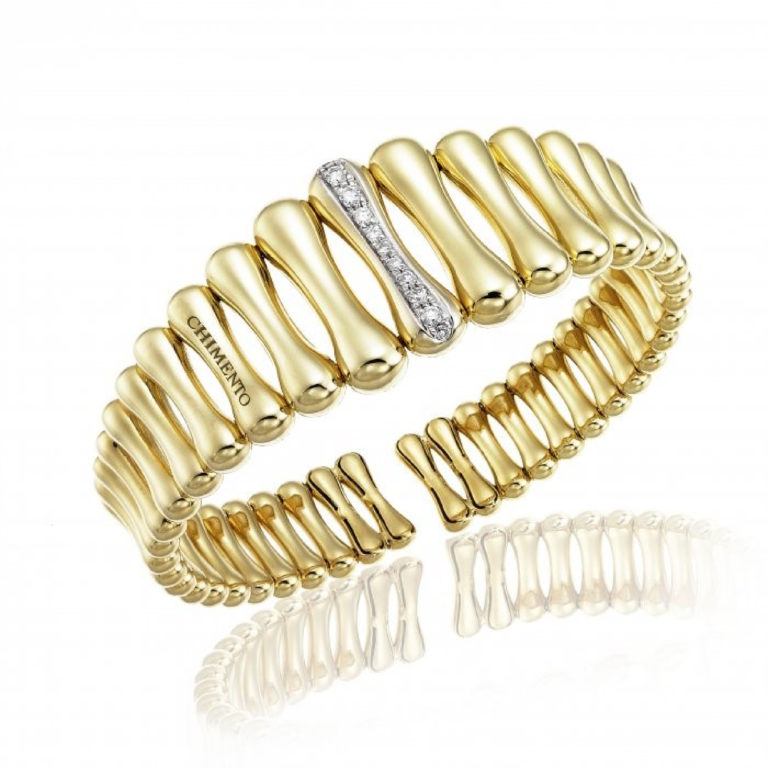 Chimento Bamboo Over 18ct Yellow Gold and Diamond Bangle