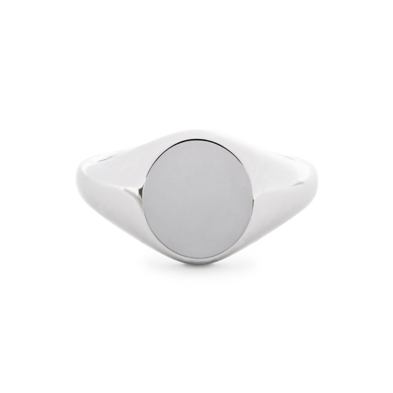 Platinum Oval Medium Signet Ring - Image 2