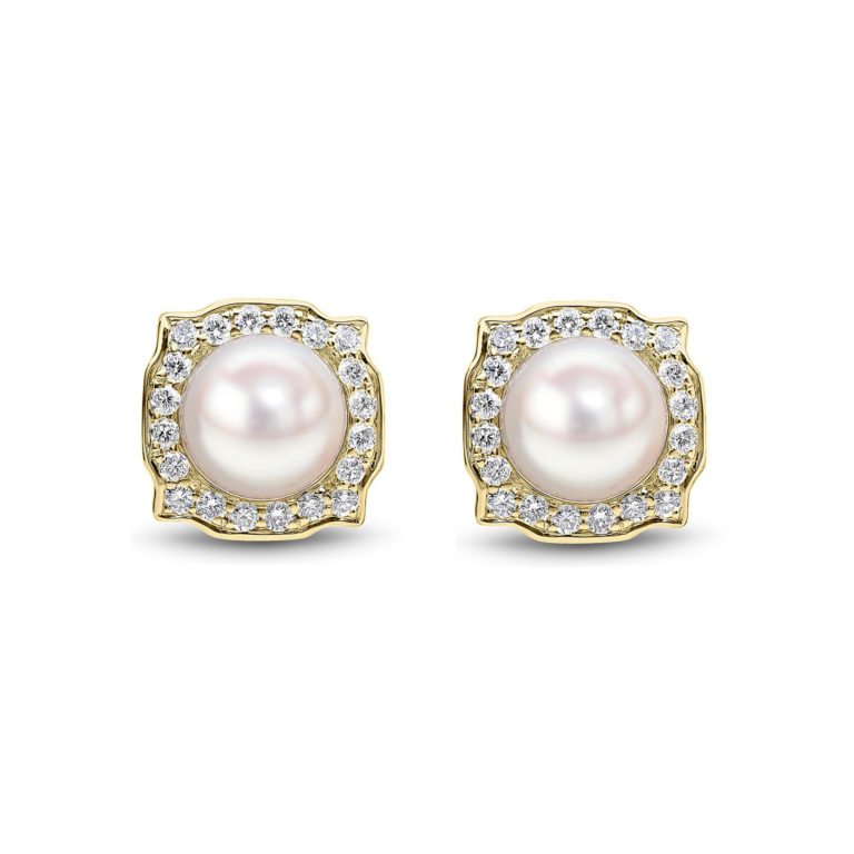 AAA Cultured Pearl Studs with Detachable Diamond Jackets - Image 2