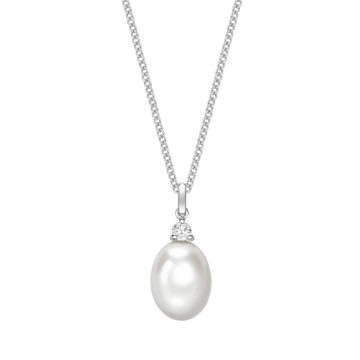 Freshwater Cultured Pearl and Diamond Drop Pendant