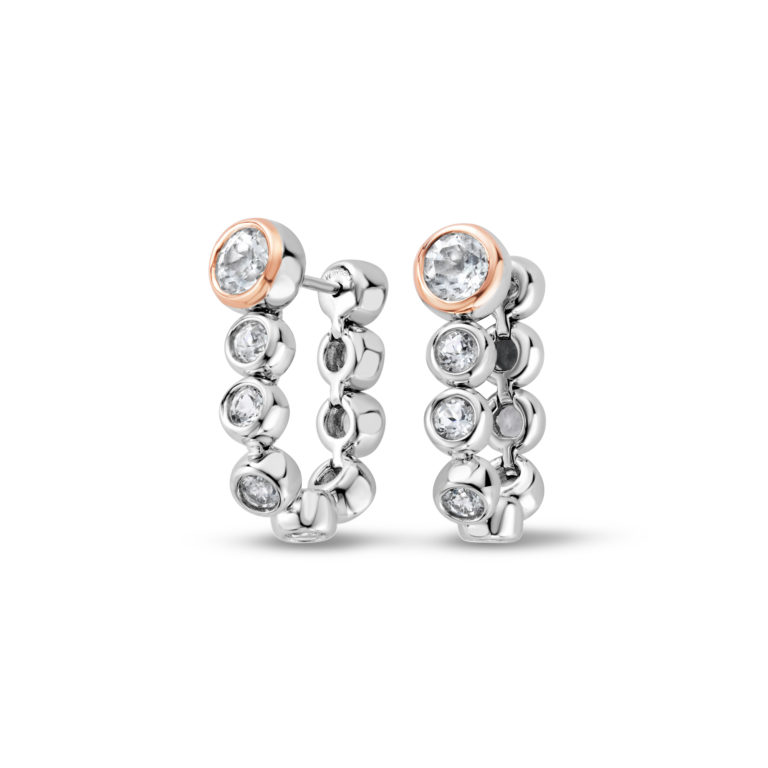 Clogau Silver Celebration White Topaz Drop Hoop Earrings - Image 2