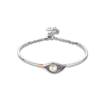 Clogau Nature's Wonder Sterling Silver Oyster Shell Banglet with Pearl