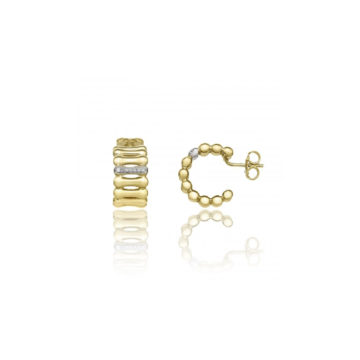Chimento Bamboo Over 18ct Yellow Gold and Diamond Earrings