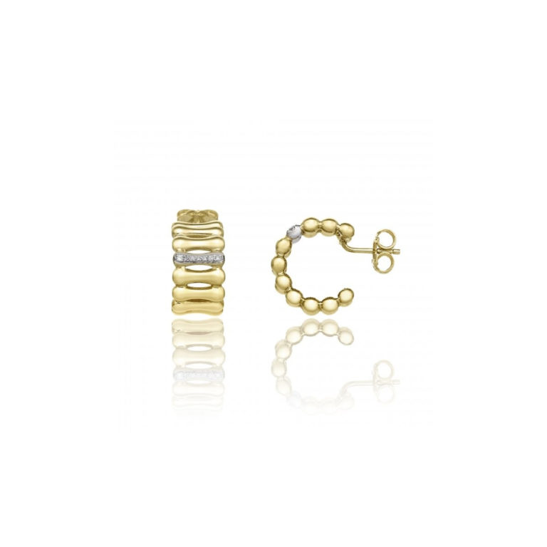 Chimento Bamboo Over 18ct Yellow Gold and Diamond Earrings