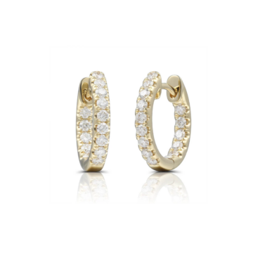 Round Brilliant Cut 0.61ct Diamond Yellow Gold Hoop Earrings