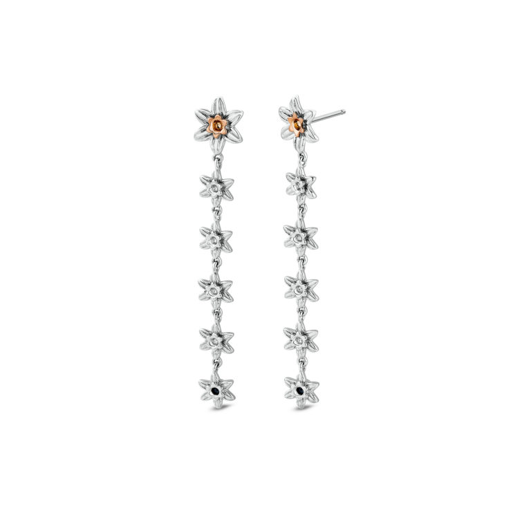 Clogau Nature's Wonder Sterling Silver Daffodil Drop-Hoop Earrings