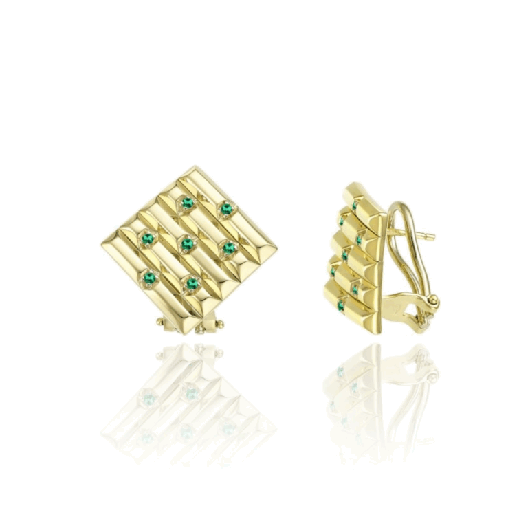 Chimento Chocolat 18ct Yellow Gold and Emerald Earrings