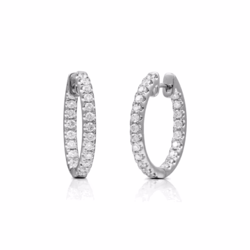 Round Brilliant Cut 0.97ct Diamond White Gold Hoop Earrings