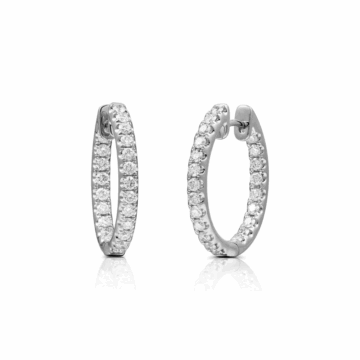 Round Brilliant Cut 0.97ct Diamond White Gold Hoop Earrings