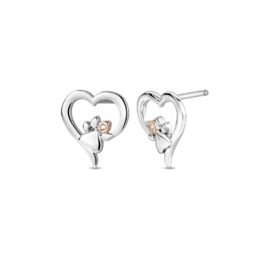 Clogau Paw Prints Sterling Silver Heart Stud Earrings with Topaz