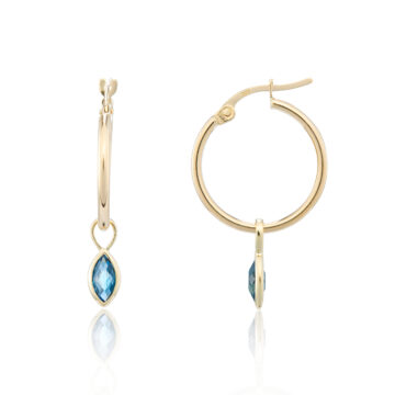Blue Topaz and Yellow Gold Hoop Earrings