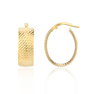 Yellow Gold Textured Hoop Earrings