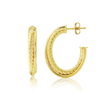 Yellow Gold Twisted Rope Hoop Earrings