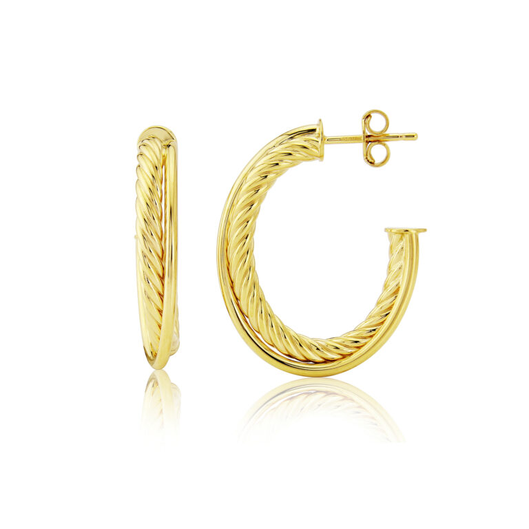 Yellow Gold Twisted Rope Hoop Earrings