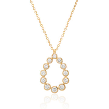 Brilliant Cut Diamond 0.36ct and Yellow Gold Pear Shape Pendant