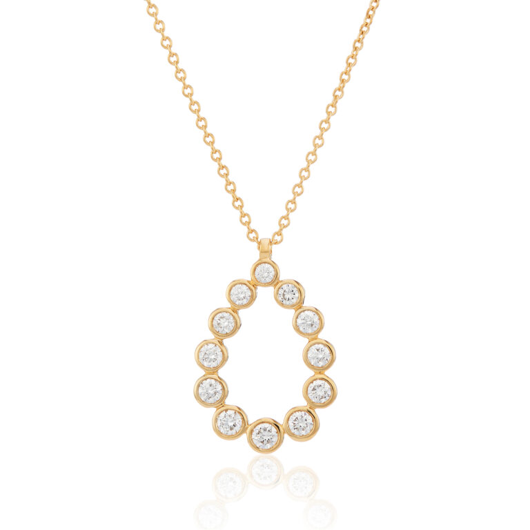 Brilliant Cut Diamond 0.36ct and Yellow Gold Pear Shape Pendant