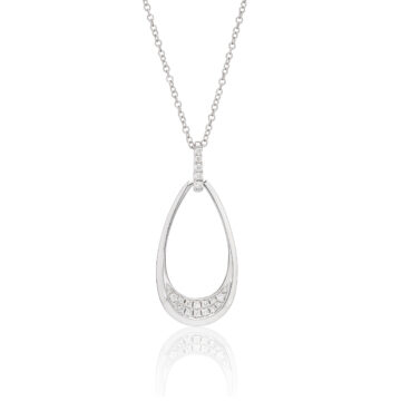 Diamond and White Gold Open Pear Shape Pendant