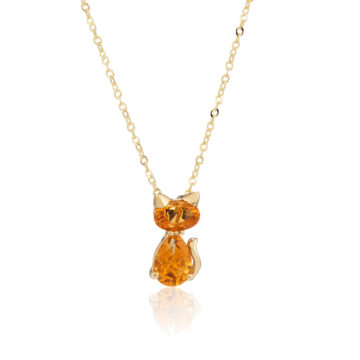 Citrine and Yellow Gold Cat Pendant
