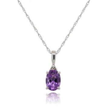 Amethyst and Diamond White Gold Pendant