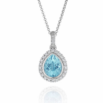 Aquamarine and Diamond Pear Shaped Pendant