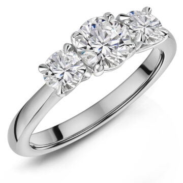 Provenance 1.00ct Round Brilliant Cut Diamond Three Stone Platinum Ring