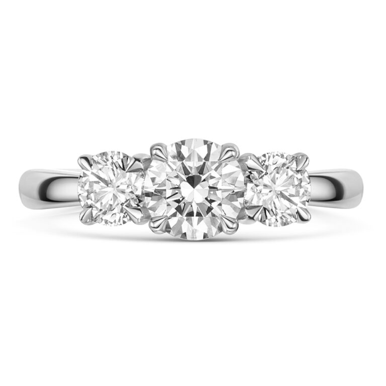 Provenance 1.00ct Round Brilliant Cut Diamond Three Stone Platinum Ring - Image 2
