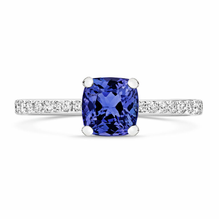 Cushion Cut Tanzanite and Diamond Ring