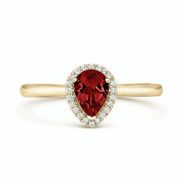 Garnet and Diamond Pear Shaped Halo Ring