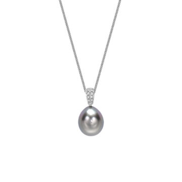 Tahitian Cultured Pearl and Diamond Drop Pendant