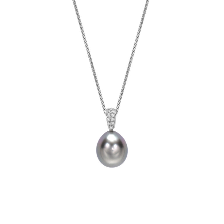 Tahitian Cultured Pearl and Diamond Drop Pendant