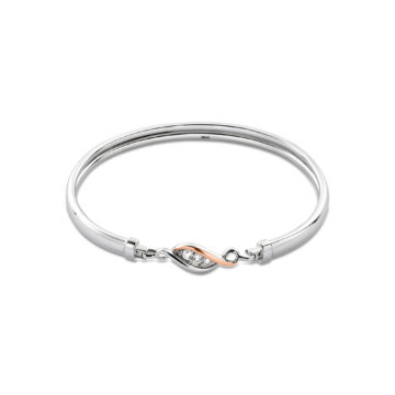 Clogau Past Present Future Sterling Silver Bangle with Topaz